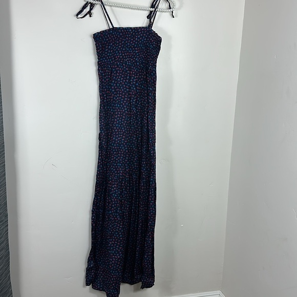 French Connection Blue Ditsy Leaf Nocturnal Maxi Swim Coverup Beach Dress XS - Picture 7 of 9